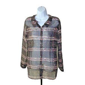 Cabi Paris Sheer Blouse 3249 Size Medium Long Sleeve Button Down
